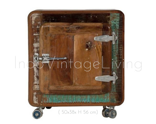 Side Table, Vintage Side Table, Sideboard, With Wheels, Boat Wood von Indo Vintage Living