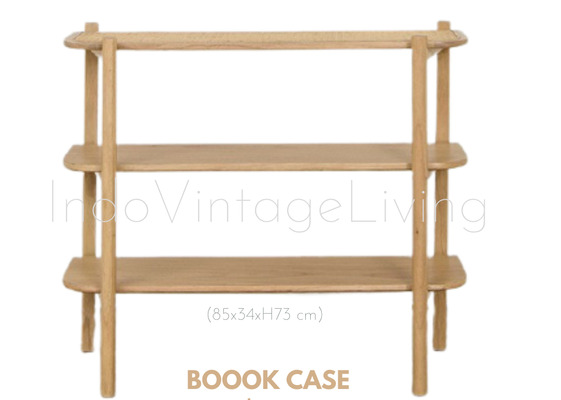 Wood Bookcase, Home Accessories Place, Towel Holder, Natural, Rack von Indo Vintage Living
