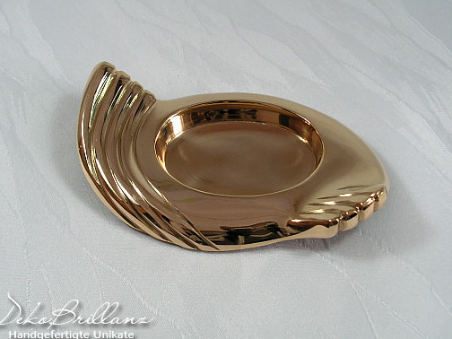 Ovale Kerzenteller aus Metall Gold poliert von DekoBrillanz