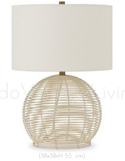 Rattan Table Lamp With Shade, Table Lamp, Desk Lamp von Indo Vintage Living