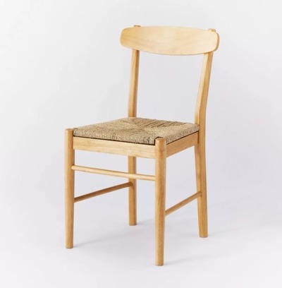 Wood Dining Chair with Woven Seat, Natural, Dining Chair von Indo Vintage Living