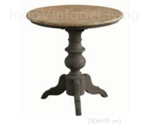 Side Round Table, Coffee Table, Wood Table, Shabby Collection von Indo Vintage Living