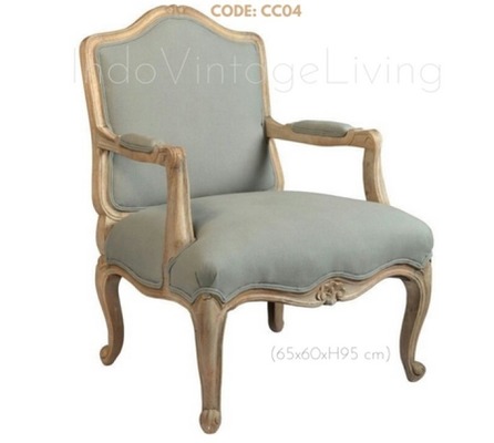Artisan Furniture, 100% Solid Wood, Hand Carved Upholstered Arm Chair, Lounge Chair, Shabby von Indo Vintage Living