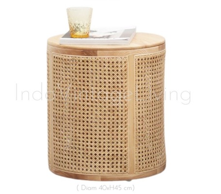 Rattan Bedside Dresser with Storage, Sideboard, Wood Rattan Table, Natural von Indo Vintage Living