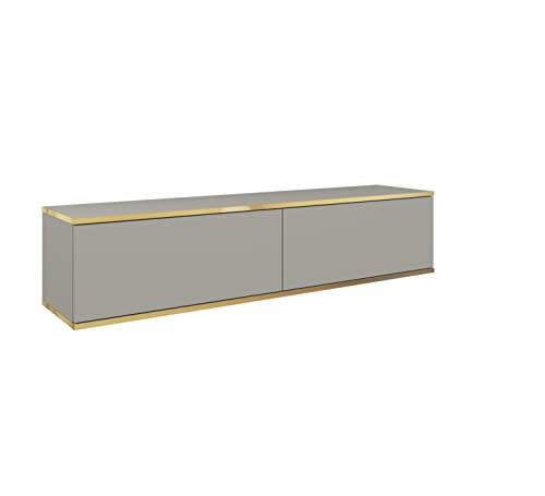 3E 3xE living.com Hängendes TV Schrank - Modernes Design mit Push-to-Open-Funktion. Farbe: GRAU, D: L: 135 cm, H: 30 cm, T: 32 cm. TV Lowboard, TV Board, TV Sideboard Hängend, Wandschrank hängend von 3E 3xE living.com