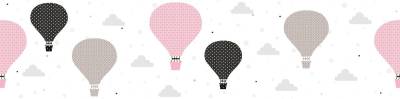 A.S. Création Bordüre Cloud Balloons, glatt, Heißluftballon Bordüre Tapete Kinderzimmer Rosa Grau Schwarz von A.S. Création