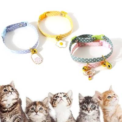 AAED 4 Stück Katzenhalsband,Halsband Katze,Katzenhalsbänder mit Sicherheitsverschluss Katzen Halsbänder,Einstellbar Cat Collar Katzen Halsband,Kätzchen Halsband mit Glocke(4 Farben,Stil A) von AAED
