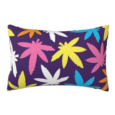 AAPIKA Bright Colorful Weed Pattern Printed Pillow Case 76x50 Cm- Soft Plush Rectangular Cushion Cover Modern Pillowcase von AAPIKA