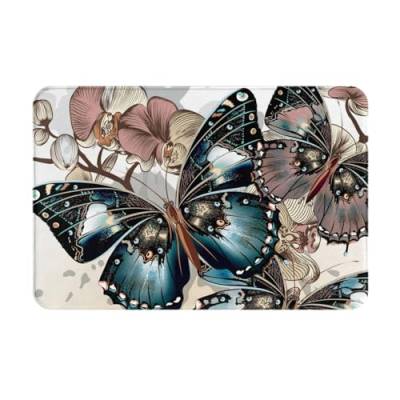 AAPIKA Flanell-Fußmatte, Motiv: schöne Schmetterlinge, rutschfest, 60 x 40 cm, langlebig, leicht zu reinigen von AAPIKA