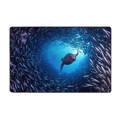 AAPIKA Unterwasser-Teppich, Motiv: Seelöwe, bedruckt, 150 x 100 cm, Flanell, rutschfest, weich, langlebig und vielseitig von AAPIKA