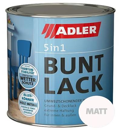 ADLER 5in1 Buntlack für Innen und Außen - 2,5l - Wetterfester Lack und Grundierung für Holz, Metall & Kunststoff - Matt, RAL9005 Tiefschwarz von ADLER