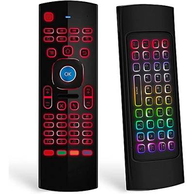 AIDIRui Maus für TV-Box, Mini kabellose Tastatur-Fernbedienung mit RGB-Hintergrundbeleuchtung MX3 Pro IR Learning von AIDIRui