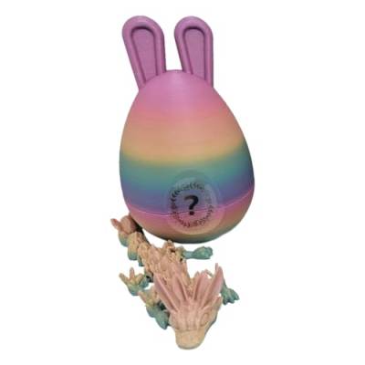 AIDIRui Osterhasenohren-Eier mit Drachen, 3D-Gedrucktes Drachenei, Voll Beweglicher Drache im Ei, Kristall-Drachen-Zappelspielzeug, 1 Stück A von AIDIRui