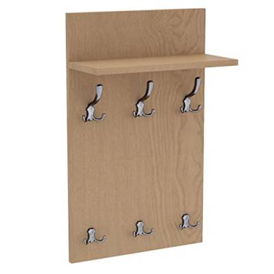 AKKE 90x50 | MEDI Garderobenpaneel Wandgarderobe Garderobe Wandpaneel Kleiderstange CHROM | EICHE HELL von AKKE