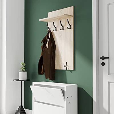 AKKE Garderobenpaneel Wandgarderobe Mit Ablage Wandpaneel Garderobe PVC Maxi Ahorn 120cm x 60 cm von AKKE