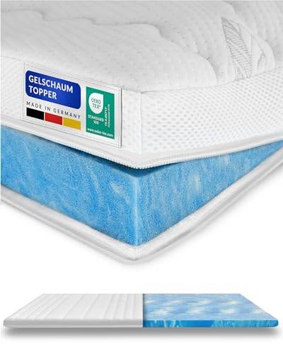 8 cm hoch - Premium Plus Gelschaum-Topper 100 x 200 cm mit RG 50 - Hochwertiger Lyocell-Bezug - Antirutschfunktion - Umlaufendes Klimaband - Gel-Topper 100x200 8cm von AM Qualitätsmatratzen