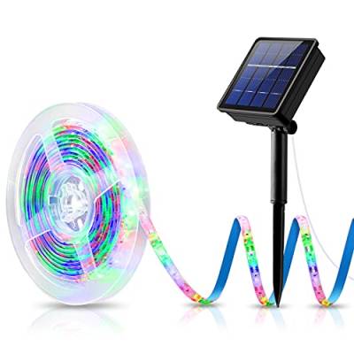 AMIR Solar LED Strip, 3 Meter Solar LED Streifen mit 180 LED, IP65 Wasserdicht Solar Lichterkette Außen, 8 Modi, Automatisch EIN/AUS, Weihnachtsbeleuchtung für Garten, Party und Hochzeit (Mehrfarbig) von AMIR