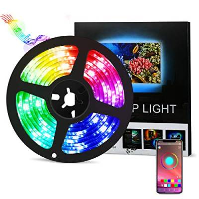 AMIR 【APP Steuerbar】 LED Streifen, 2M Bluetooth LED Strip, Musik LED Controller, 5050 SMD LED Lichtband, Wasserdicht IP65, LED TV Hintergrundbeleuchtung für TV, PC Bildschirm, Weihnachten, Party von AMIR