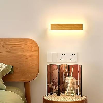 AOEH Holz Wandleuchte LED Wandlampe innen Bambus Holz Lange Wandlampe Warmweiß 7W 3000k holzlampe Modern Wandbeleuchtung Für Schlafzimmer Wohnzimmer Flur Treppenhaus Innenbeleuchtung Wandlampen,20cm von AOEH