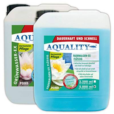 AQUALITY Algenvernichter Komplett-Sparset Gartenteich (Befreit und entfernt Fadenalgen, Schwebealgen, grünes Wasser schnell und dauerhaft), Set-Größe:SET 5000 von AQUALITY Aquaristik & Gartenteich