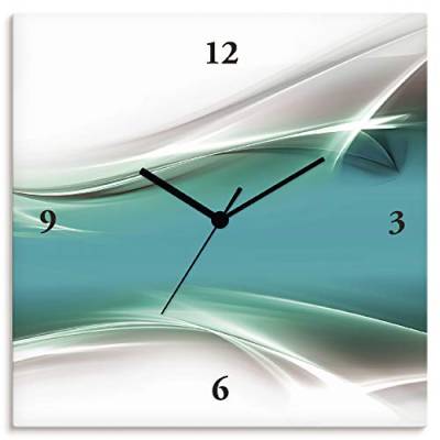 ARTLAND Wanduhr ohne Tickgeräusche Leinwand Quarzuhr 30x30 cm Quadratisch Lautlos Design Abstrakt Kunst Modern Ausgefallen Kreativ T9FA von ARTLAND