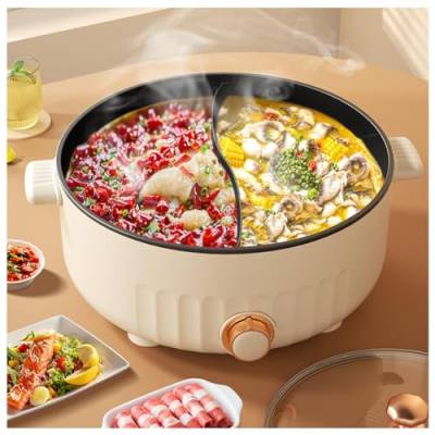 ARTSIM Hotpot Topf, Antihaft-Beschichtung Feuertopf Chinesisch, Electric Pan Geeignet für Geburtstagsfeiern (mit 2 undichten Netzen),White von ARTSIM