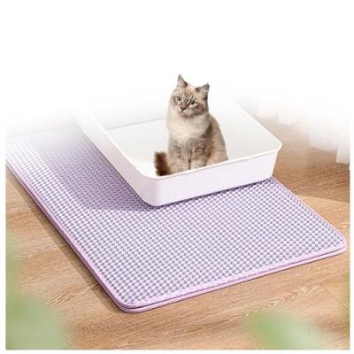 Katzenmatte Katzenklo Katzenmatte,Waben Doppelschicht Design, Katzenmatte Katzenklo Xxl Urin-und Wasserdichtes Material,Easy Clean Streukontrolle, Katzenteppich Für Toilette,Purple-L von ARTSIM