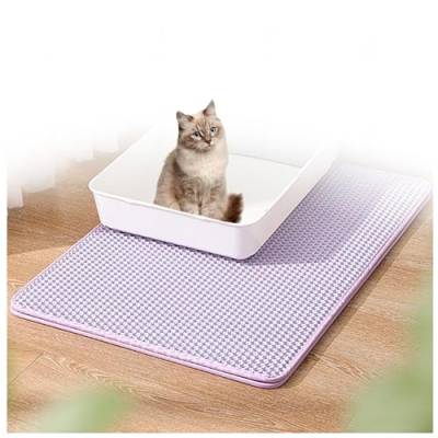 Katzenstreu Matte Katzenmatte,Waben Doppelschicht Design, Katzen Unterlage Katzenklo Urin-und Wasserdichtes Material,Easy Clean Streukontrolle, Katzentoilette Matte Vorleger,Purple-M von ARTSIM