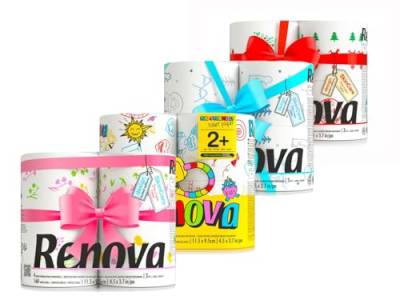 4 Packs á 4 Rollen Toilettenpapier Renova mit Motiven Kinder- Frühling - Winter - Weihnachten - bedruckt - 3-lagig - Hochwertiges weißes Klopapier - 16 Rollen mit Motiven von ASKON