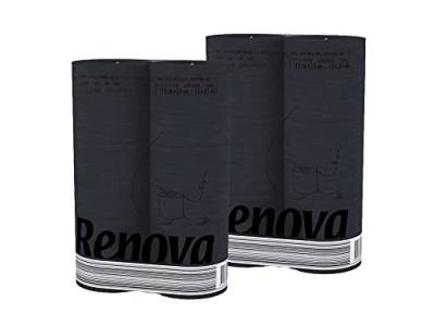 Schwarzes Toilettenpapier - 3-lagig - Renova Black Label - Toilettenpapier Schwarz - Luxuriöses, weiches und originelles 3-lagiges Toilettenpapier in Schwarz (2er Pack (12 Rollen)) von ASKON