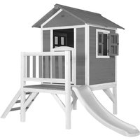 Spielhaus Beach Lodge xl in Grau mit Rutsche in Weiß Stelzenhaus aus fsc Holz für Kinder Kleiner Spielturm für den Garten - Grau - AXI von AXI