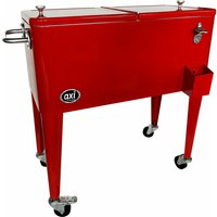 Retro Getränkekühler Rot Kühlwagen / Kühler mit Rollen - 76 liter Fahrbare Kühlbox für den Garten / Outdoor - Rot - AXI von AXI