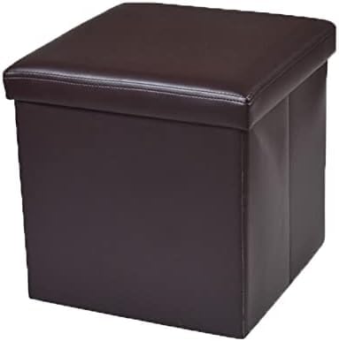 Ablovo faltbar Sitzhocker mit Stauraum Fußhocker Sitzwürfel Truhen Aufbewahrungsbox belastbar bis 300 kg, 38 x 38 x 38 cm, Kunstleder (Braun) von Ablovo