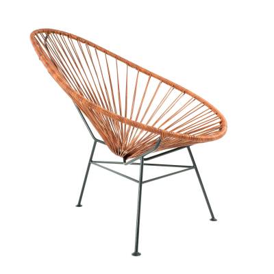 Acapulco Design - Acapulco Chair Leder - cognac/Sitzfläche Leder/Gestell Stahl pulverbeschichtet/BxHxT 70x90x95cm von Acapulco Design