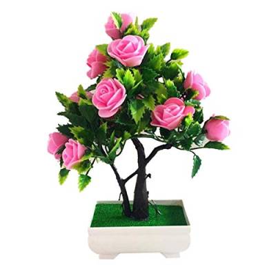 AchidistviQ Artificial Flower Bouquets in Pots,Fake Rose Flowers Potted Bonsai Plant Realistic for Desktop Ornament,Home Cafe Office Decoration- Pink von AchidistviQ