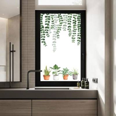 Fensterfolie, Sichtschutz mit grünen Pflanzen, statisch haftend, kein Kleber, Fensteraufkleber, UV-blockierend, Hitzeregulierung, für Zuhause/Büro, 55 x 110 cm von Acmore