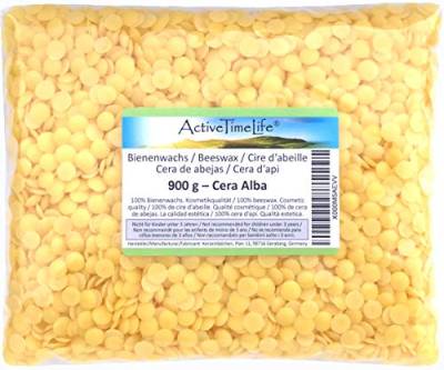 ActiveTimeLife® Bienenwachs Pastillen Bio gelb | Premium | 900 g ideal für Kosmetik Kerzen Cremes Salben Seifen Wachstücher - Nachfüllpack von ActiveTimeLife