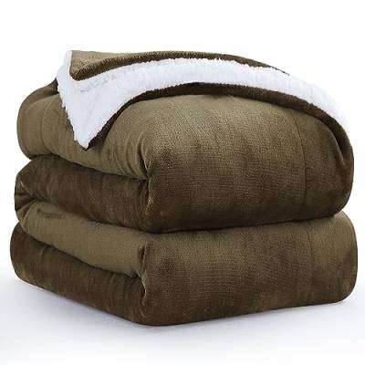 Aisbo Dicke Kuscheldecke Flauschig Braun - Extra Warme Decken für den Winter als Sofadecke Couchdecke 220x240 cm, XXL Große Wohndecke aus hochwertige Sherpa Fleece, Soft Weich Blanket von Aisbo