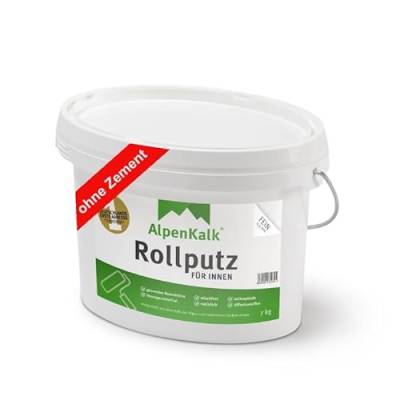 AlpenKalk Rollputz Rau | 1,0mm Körnung | Hohe Deckkraft, Premium Qualität & verarbeitungsfertig | Roll- und Streichputz für Innen | 24 kg für ca. 40 m² von AlpenKalk