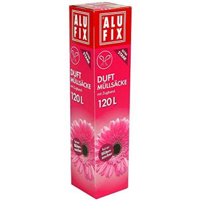 ALUFIX Duft Müllsäcke mit Zugband 120 L, 70x100cm feiner Blütenzauber, 30 Stück von Alufix