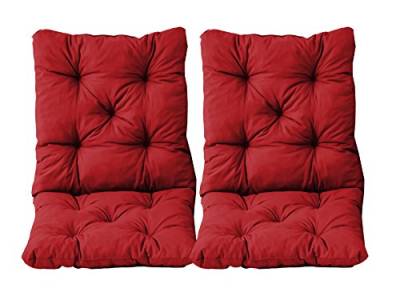 Ambientehome 2er Set Sitzkissen und Rückenkissen Sessel Hanko, rot, ca 50 x 98 x 8 cm, Polsterauflage von Ambientehome