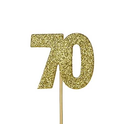 Anniversary House J067 Cupcake Zahl 70, goldfarben, gold, Topper 3.8 x 4.5cm (1.5 x 1.8), Pick 6.5cm (2.6") von Anniversary House