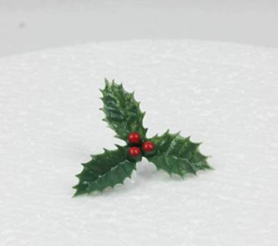 Weihnachtskuchen Dekoration : 10 Stück der grünen Stechpalme von Anniversary House