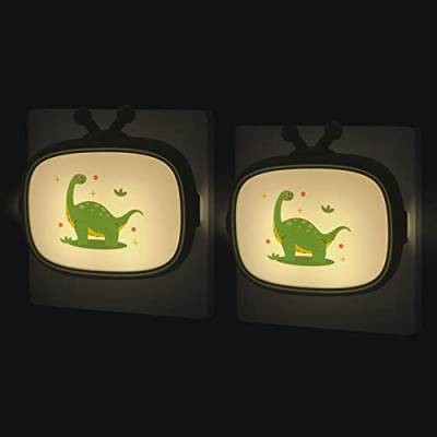 Annmore Nachtlicht Steckdose LED 2 Stück Dinosaurier Einschlafhilfe Baby Geschenk Neugeborenes Personalisiert Kinderzimmer Deko Stilllicht von Annmore