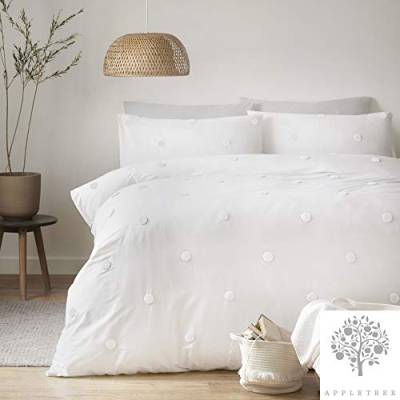 Appletree Bettwäsche-Set für Doppelbett, gepunktet, mit 2 Kissenbezügen, weiße Bettwäsche und weiße Punkte, 100% Baumwolle, superweich, B 200 x L 200 cm von Appletree
