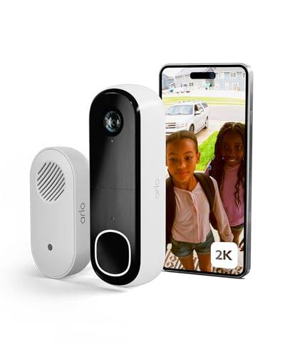 Arlo 2K HD Video Türklingel Mit Kamera & Türgong Kabellos, WLAN Doorbell, Bewegungsmelder, 2-Wege-Audio, Ring Sirene, Haustür Nachtsicht, Smart, Alexa Kompatibel Secure Plan Testzeitraum von Arlo