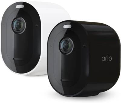 Arlo Pro 5 WLAN Überwachungskamera aussen, 2K UHD, 2er Set Weiß (1) - Schwarz (1), Verbesserte Farbnachtsicht, 160° Blickwinkel, 2-Wege Audio, mit Secure Plan Testzeitraum von Arlo