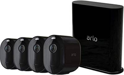 Arlo Pro3 WLAN Überwachungskamera aussen, 2K UHD, 4er Set, kabellos, Bewegungsmelder, Farbnachtsicht, 160° Blickwinkel, 2-Wege Audio, mit 90-tägigem Arlo Secure Plan Testzeitraum, VMS4440B von Arlo