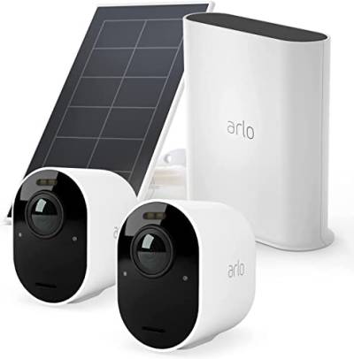 Arlo Ultra2 Überwachungskamera aussen und GRATIS Solarpanel, 2er Set - weiß, Testzeitraum für Arlo Secure Plan von Arlo