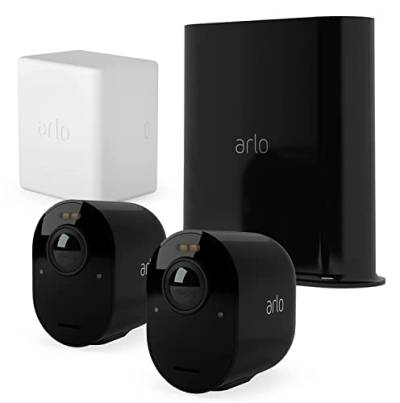 Arlo Ultra2 Überwachungskamera aussen und GRATIS Zusatz Akku Bundle, 2er Set - schwarz, Testzeitraum für Arlo Secure Plan von Arlo